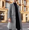 Korean Trend Men's Loose Casual Single-breasted Overcoat Autumn Winter Fashion Long Sleeve Woolen Long Coat