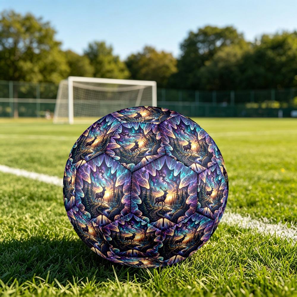 1pc Galactic Forest Journey Theme Soccer Ball Football, Size 5, Lightweight PVC, Durable Outdoor Training Soccer Ball, Gift m61483