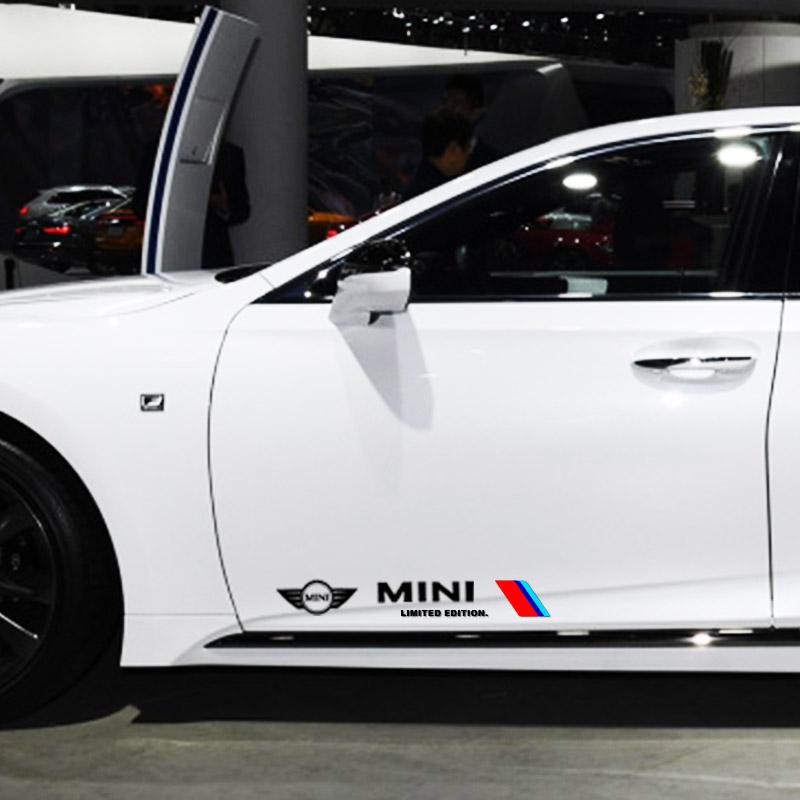 2pcs Car 3D Stickers Auto Side Body Sports Sticker Decals Car Accessories For Mini Cooper One S Clubman R50 R53 R56 R60 F55 F56 R57 R58 R59