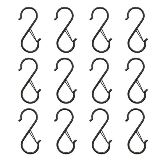 12 шт. крючки для ванной комнаты, зажим для замка, ветрозащитный, противоскользящий, подвесная безопасная пряжка, сверхмощные крючки S, подвесные крючки для растений, крючки для шкафа, держатели для хранения кастрюль для посуды