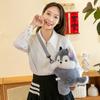 Genuine trendy animal schoolbag doll doll cute panda fox plush toy backpack rag doll throw pillow