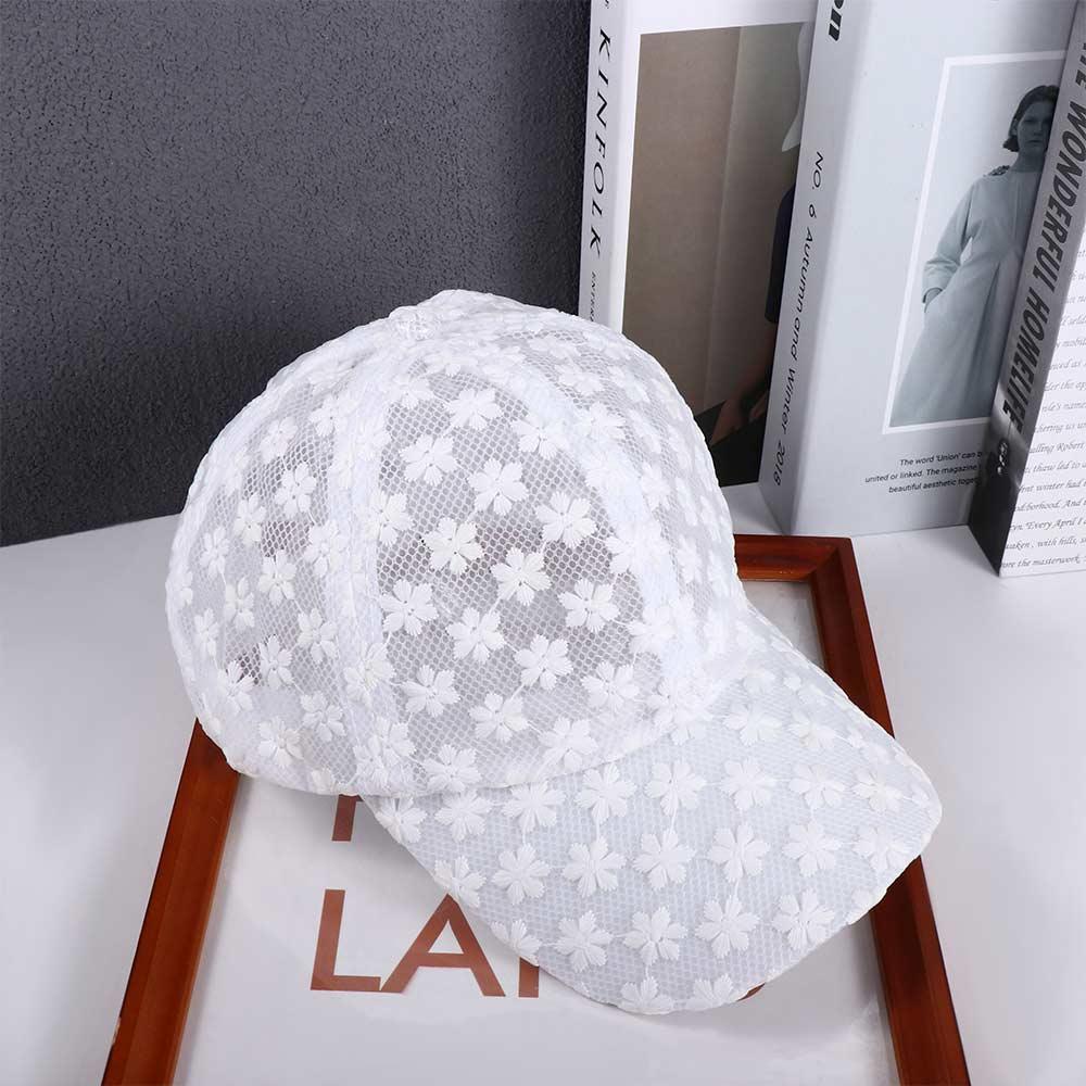 Breathable Casual Korean Hip Hop Outdoor Girls Visors Cap Lace Flower Baseball Cap Mesh Hat