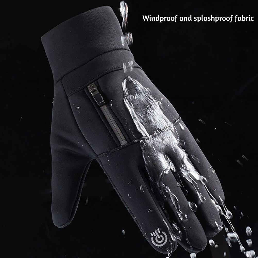 Men's Touch Screen Ski Gloves With Pocket Comfortable Soft Anti-Slip Windproof Thermal Gloves For Outdoor Hiking