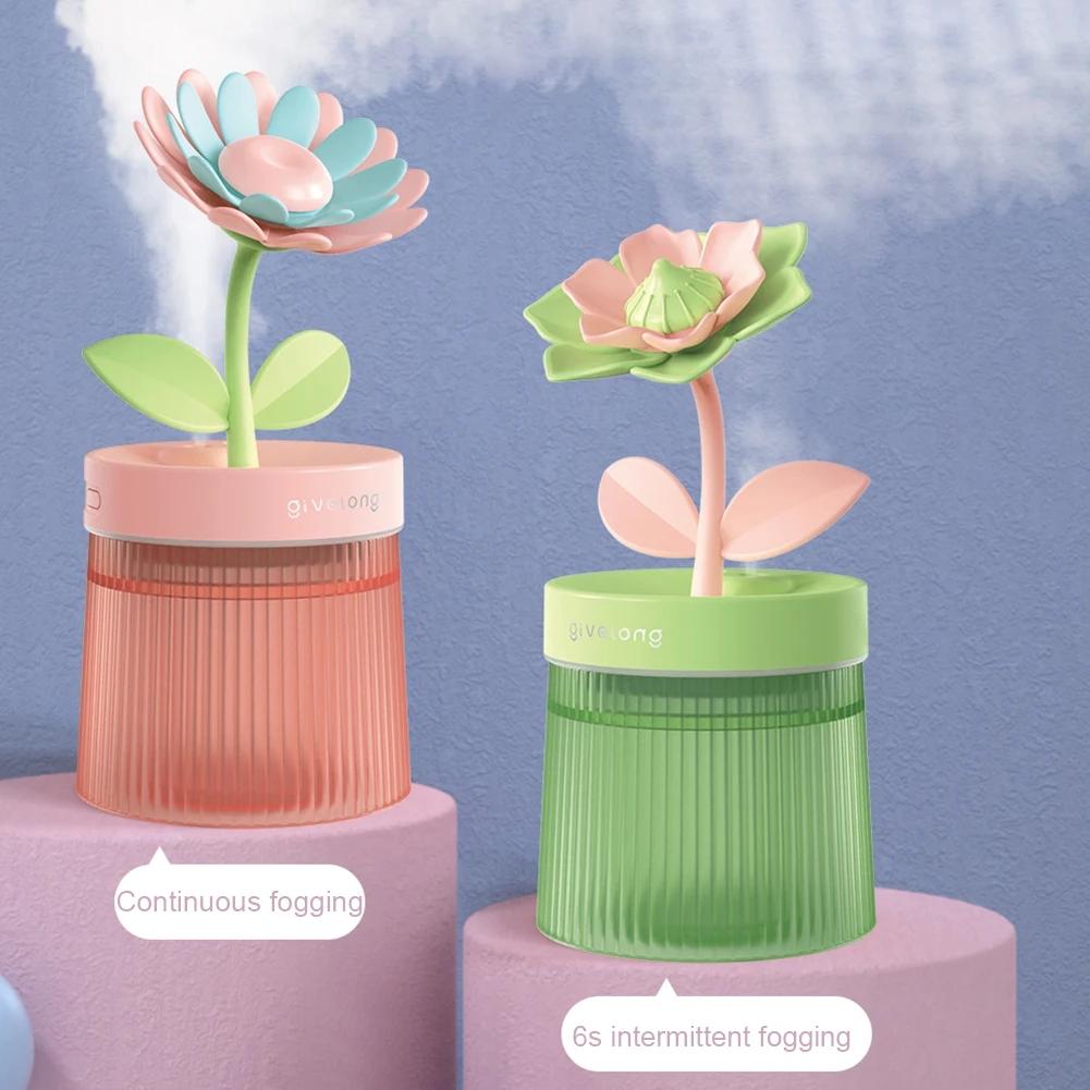 Увлажнитель воздуха Flower Air Humidifier Small Spray Hydration Бытовой Бесшумный Спальня Настольный Портативный Автомобильный USB Ароматерапевтический Увлажнители Диффузор