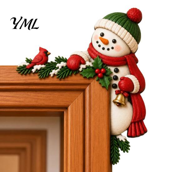 Festive Home Accents Christmas Wooden Door Topper, Funny Snowman Nutcracker Penguin Angel Santa Claus Ornament Frame Corner Sign for Window