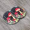 Set of 2 Car Coasters Designed for Cup Holders, Featuring an Absorbent And Aesthetic Starry Night Mushroom Theme