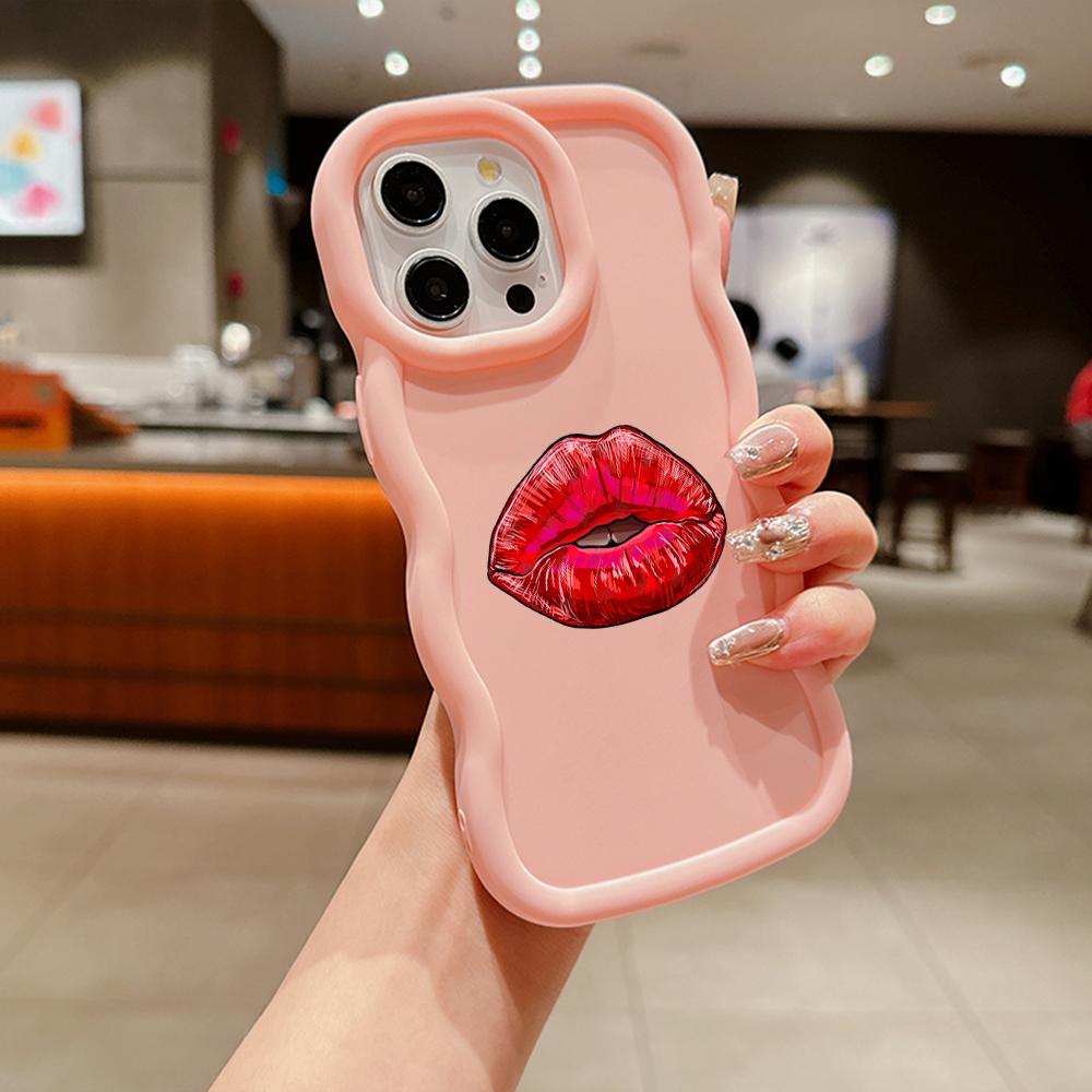 Ae87 Lips Kiss Digital Art Protective Phone Cases for Samsung S24 Plus S23 Ultra A14 A55 A06 Honor X9b Motorola OnePlus Big Wave TPU Back Cover