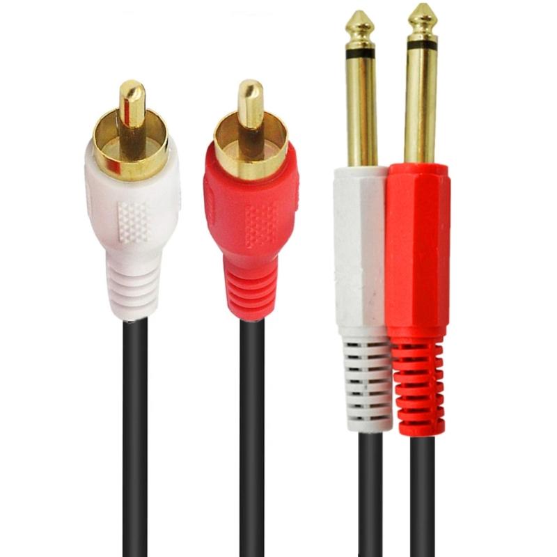 Адаптер RCA на 1/4, Кабель-адаптер RCA Male на 1/4 6,35 мм, 2 стереоджека 1/4 дюйма 6,35 мм TRS на 2 аудиолинии RCA Male