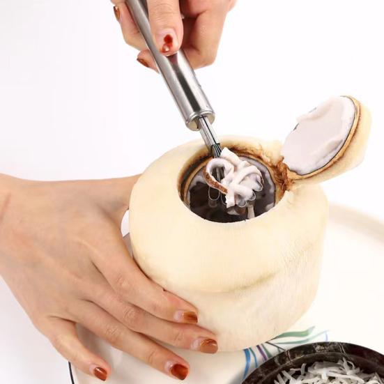 Coconut Opener Tool Set Stainless Steel Coconut Meat Scraper Coconut Opener