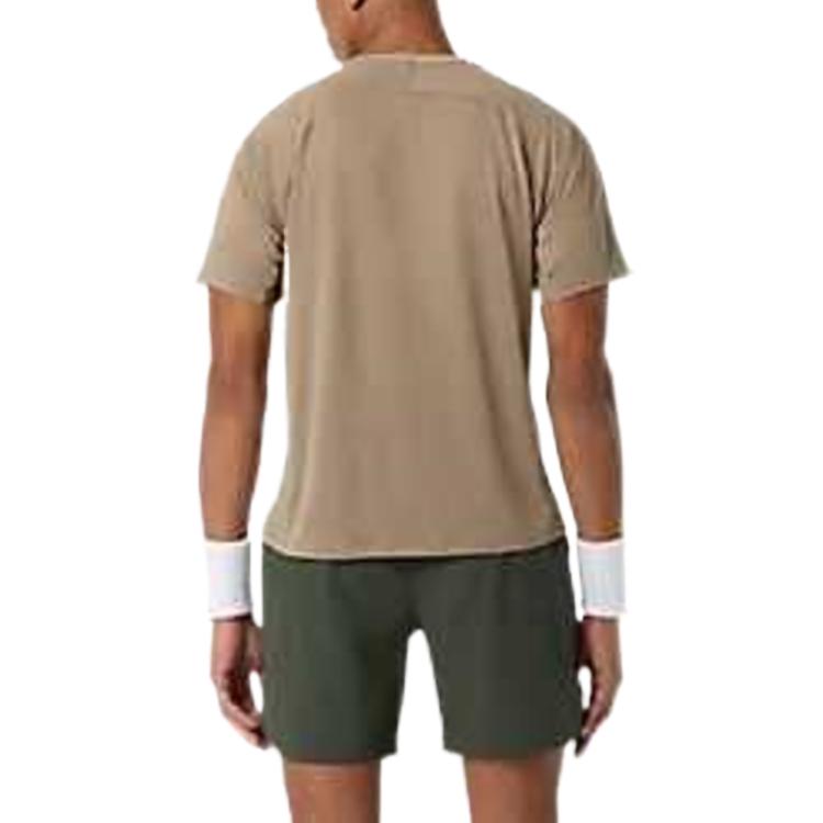 Men's ASICS T-Shirts Men's Taupe Crew Neck Moderate