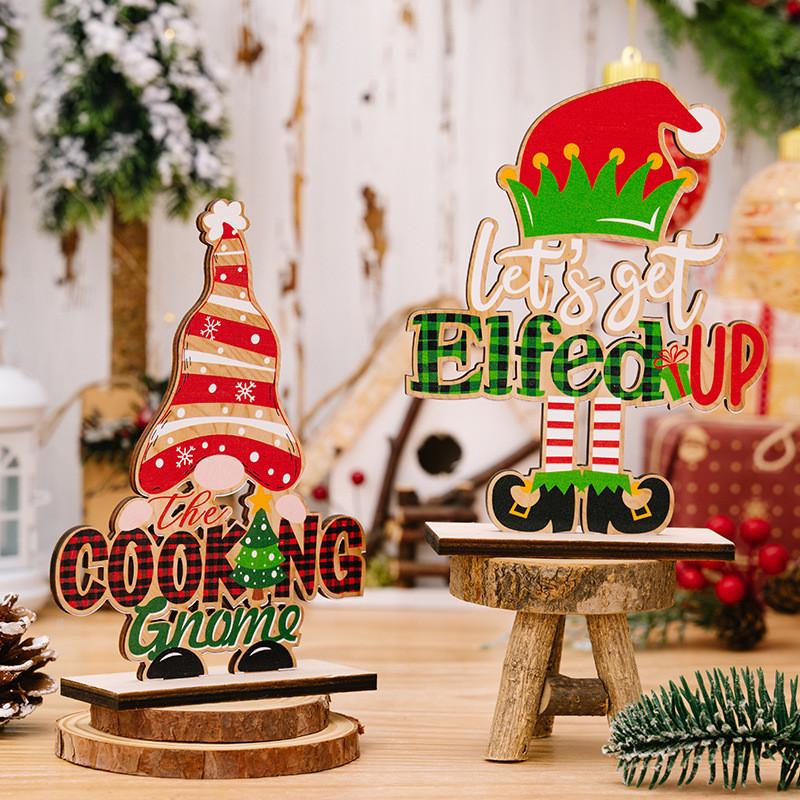 Unique Christmas Decorative Wooden Letter Gnome Figurine For Holiday Home Decor