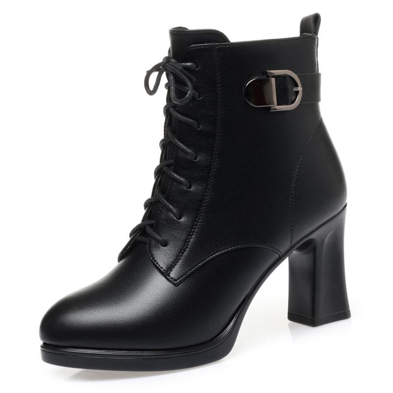 Обувь Женские Ботинки на Платформе Осень Зима Плюшевые Теплые Ботильоны для Женщин Высочайшего Качества Туфли на Высоком Каблуке Большой Размер 34-41