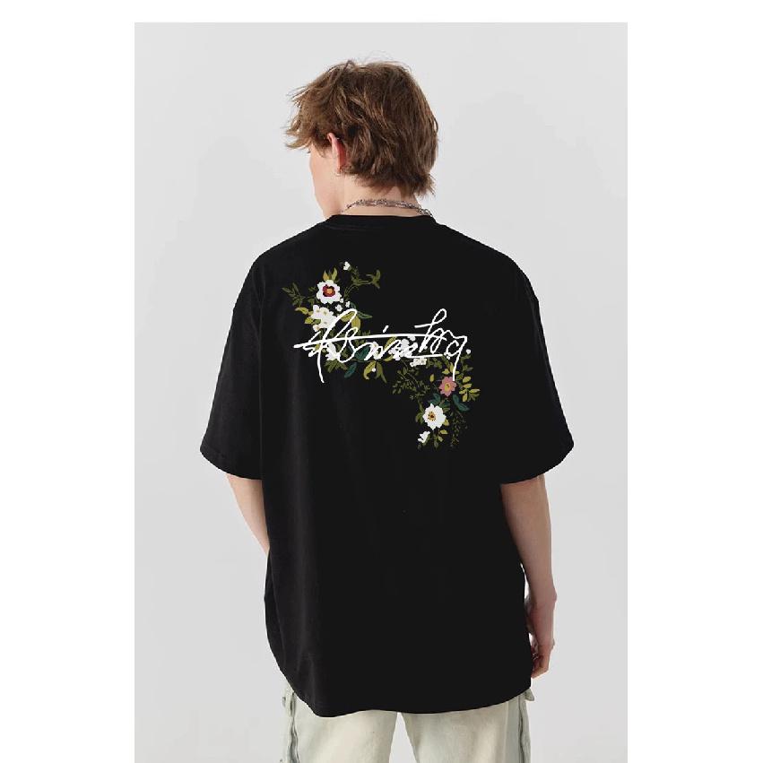 Американский уличный стиль, футболка с коротким рукавом и вышивкой в виде цветочного венка, для мужчин и женщин, летняя, свободная, тяжелая, свободного кроя, брендовая, с рукавом до локтя