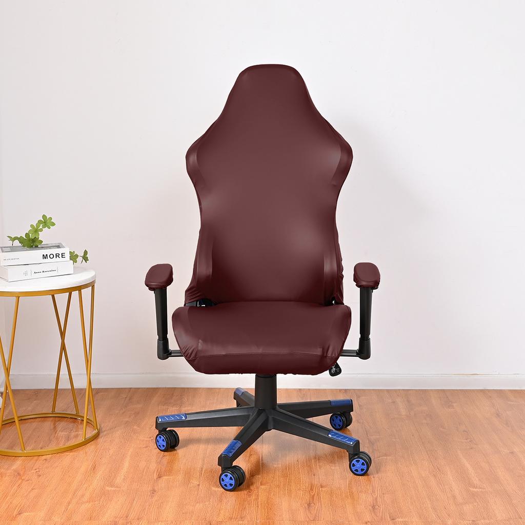 Waterproof PU Leather Slip Covers Game Chair Cover Office Elastic Chair Monochrome Armchair Cover Computer Chair Learning Game Room