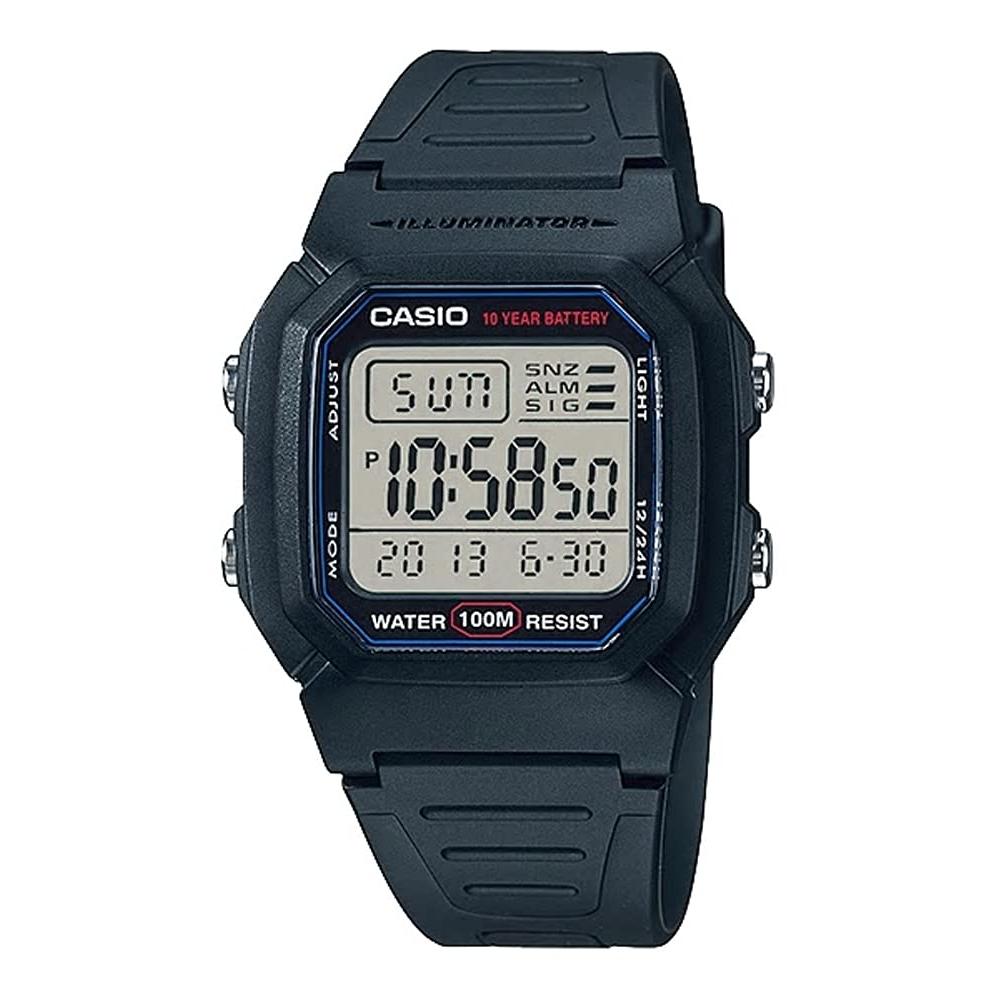 Casio Мужские стандартные цифровые часы W-800H-1AV, черные, зарубежная модель, параллельный импорт
