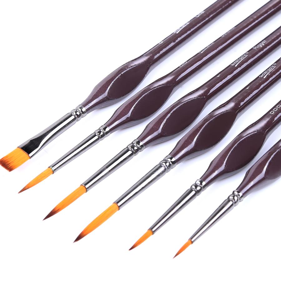 6 шт. Набор кистей для рисования с детализацией, набор кистей для миниатюрной живописи, небольших поделок, мини-моделей, акрила, акварели, масляной живописи
