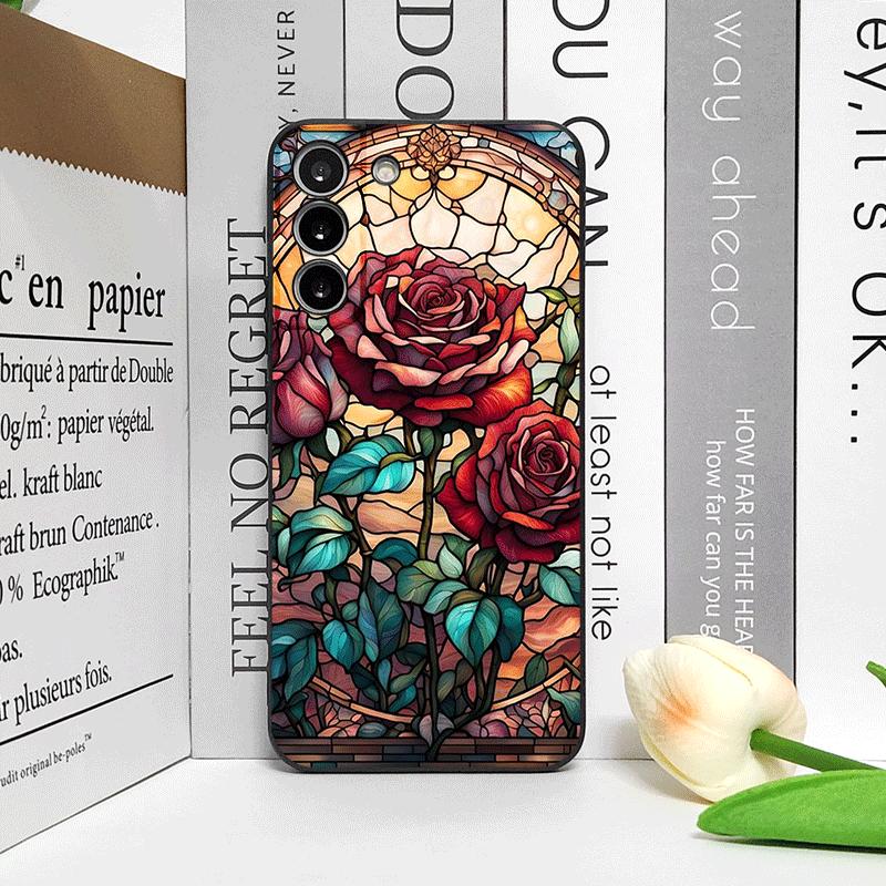Цветной чехол для телефона с узором из роз в стеклянном стиле для OPPO Realme 14 Pro Plus 13 12+ 12 Lite 11 10 9 X7 PRO Ultra Цветочный чехол