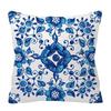 Watercolor Blue Pillowcase Geometry Ethnic Floral Print  Cushion Cover Modern Boho Decor Livingroom Sofa Pillowcase 45*45cm