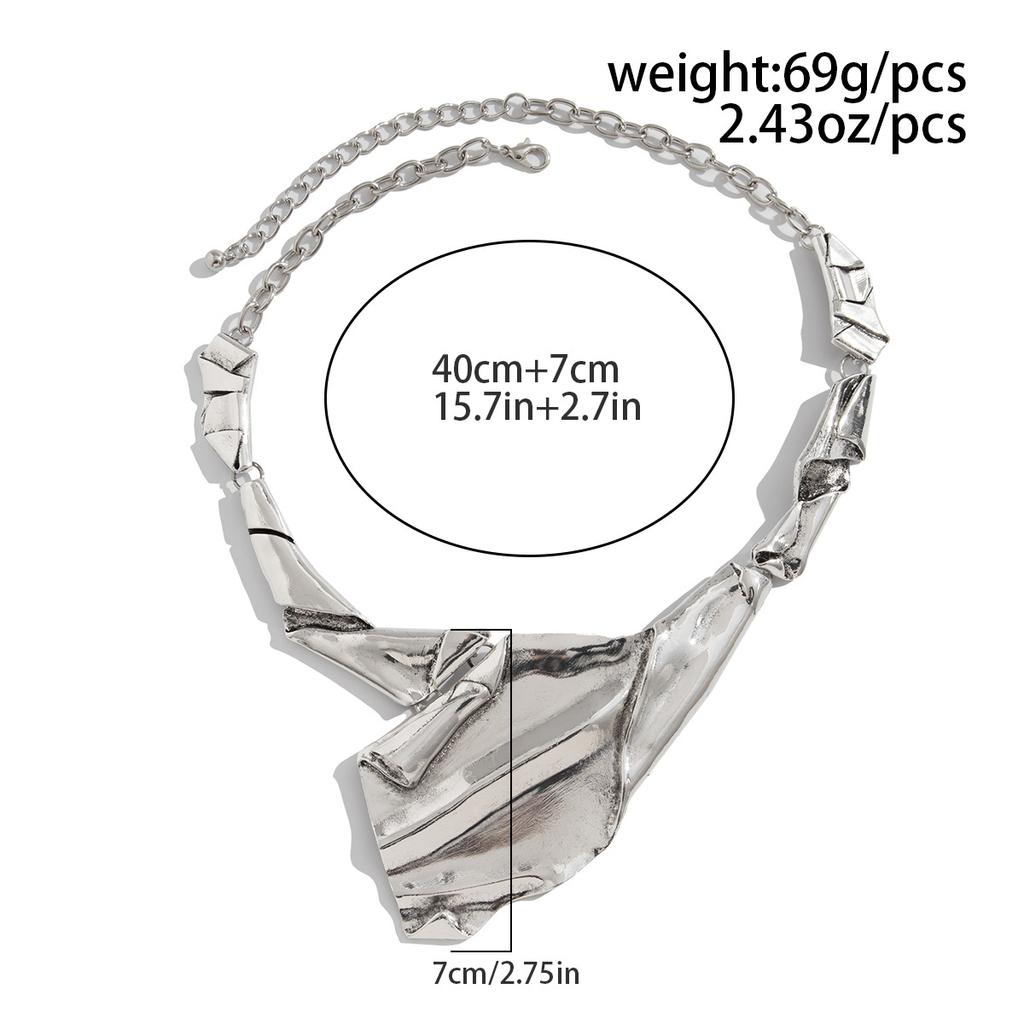 Personalised Irregular Geometric Necklace Set Exaggerated Feeling Pleated Alloy Necklace