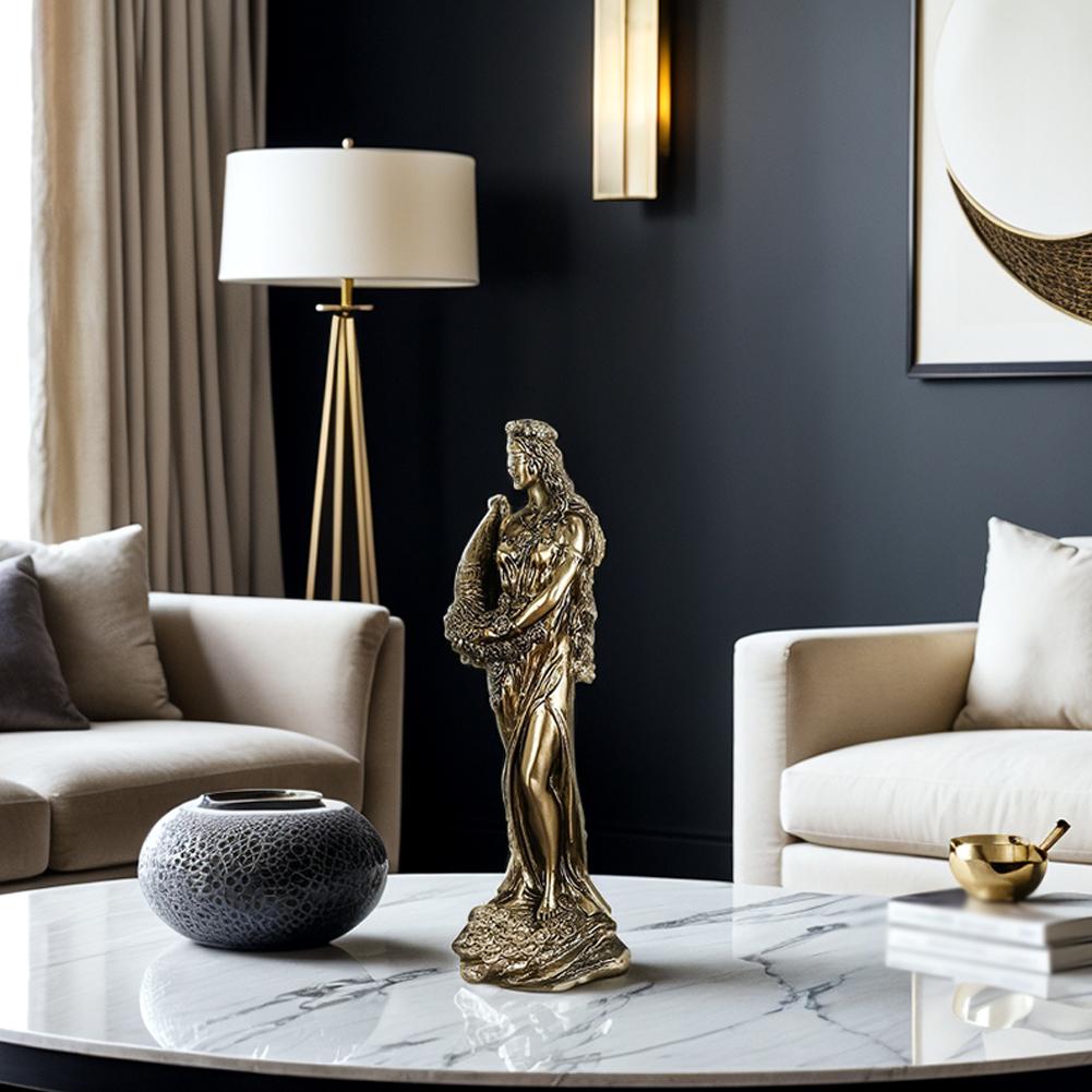 Винтажная смола Греческая богиня богатства Украшение для дома и офиса Ангельские поделки Счастливый настольный и подарки Домашняя статуэтка Декор для кассира P5D7