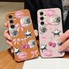 Чехол с узором «Вишневые бантики и губы на диско-шаре» для Samsung Galaxy A57 A37 A17 A56 A36 A26 A16 A55 A35 A15 A54 A34 A14 5G Силиконовая крышка с текстурой кожи
