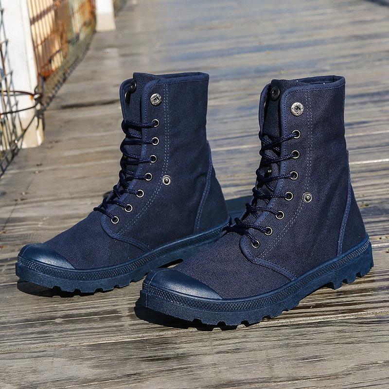 Мужская модная парусиновая обувь Весенне-осенняя обувь для улицы Обувь на толстой подошве Высокие кеды Обувь с манжетами Модная спортивная обувь