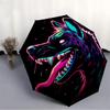 1pc Neon Wolf Auto Open/Close Leisure Cool Umbrella with Windproof, Functional Design, 8-Rib Sturdy Canopy