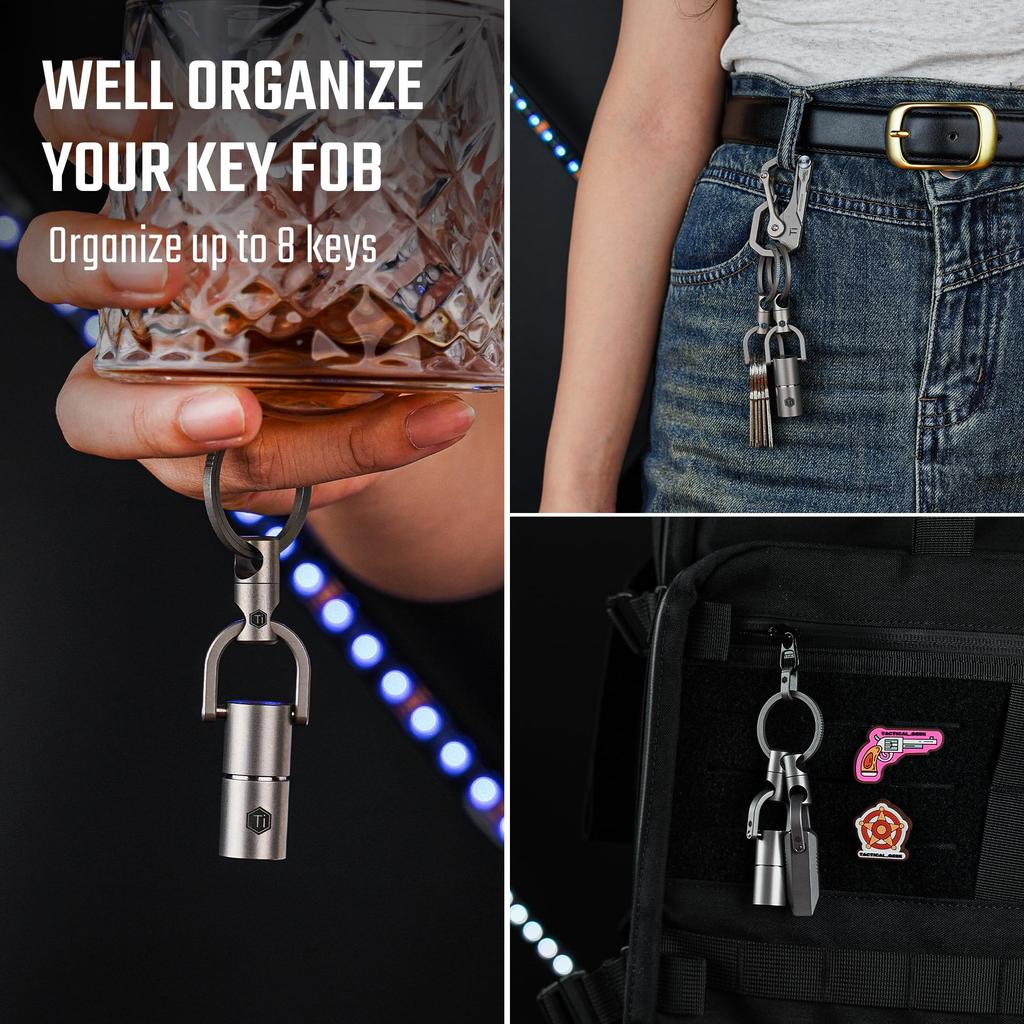 KeyUnity Титановое кольцо для ключей KA15, соединитель, вращение на 360 градусов, титановый держатель для ключей от машины, мужской