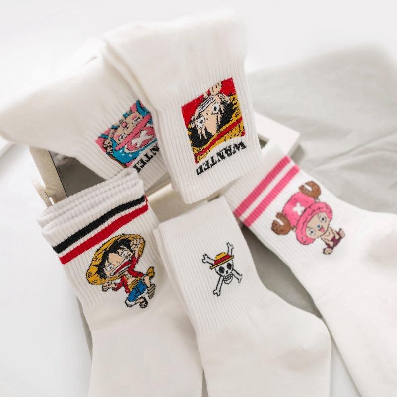 Новинка аниме One Piece: милые и очаровательные носки с изображением Луффи и Чоппера, хлопковые носки-слипы для осеннего сезона, аксессуар для мужчин и женщин.