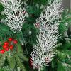 Artificial Pine Needles White Fake Pine Needles Branches Plants DIY Wreath Xmas Tree Ornaments New Year Gifts Table Decorations