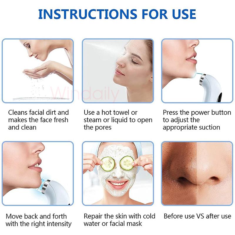 2024 Blackhead Remover Pore Vacuum Cleaner Electric Micro Small Bubble Facial Cleasing Machine USB Rechargeable Beauty Device