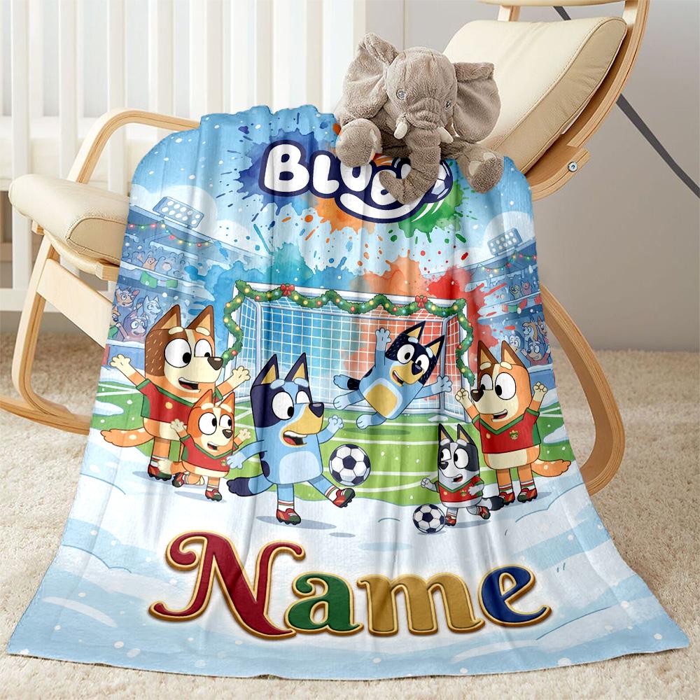 Winter Soccer Fun Customize Text Blanket Gift Personalized Blanket Durable Comfort Suitable for Picnics Couch Bed Seaside Four Seasons Universal