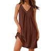 Женские модные повседневные платья без рукавов однотонные с V-образным вырезом короткие вечерние платья