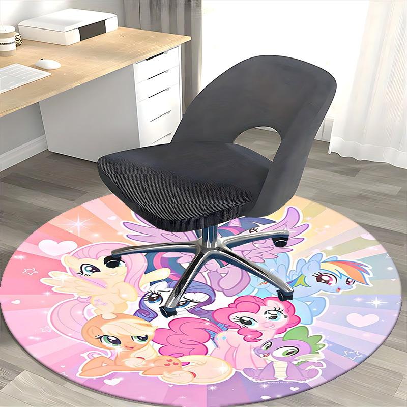1 шт. Круглый ковер My Little Pony, Коврик под офисное кресло, Нескользящий ковер для декора дома, Сезонный подарок, Подходит для офиса, гостиной