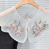 Elegant Organza Colorful Floral Embroidered Beaded Faux Collar for Fashionable Women Detachable Collar Shawl Capelet