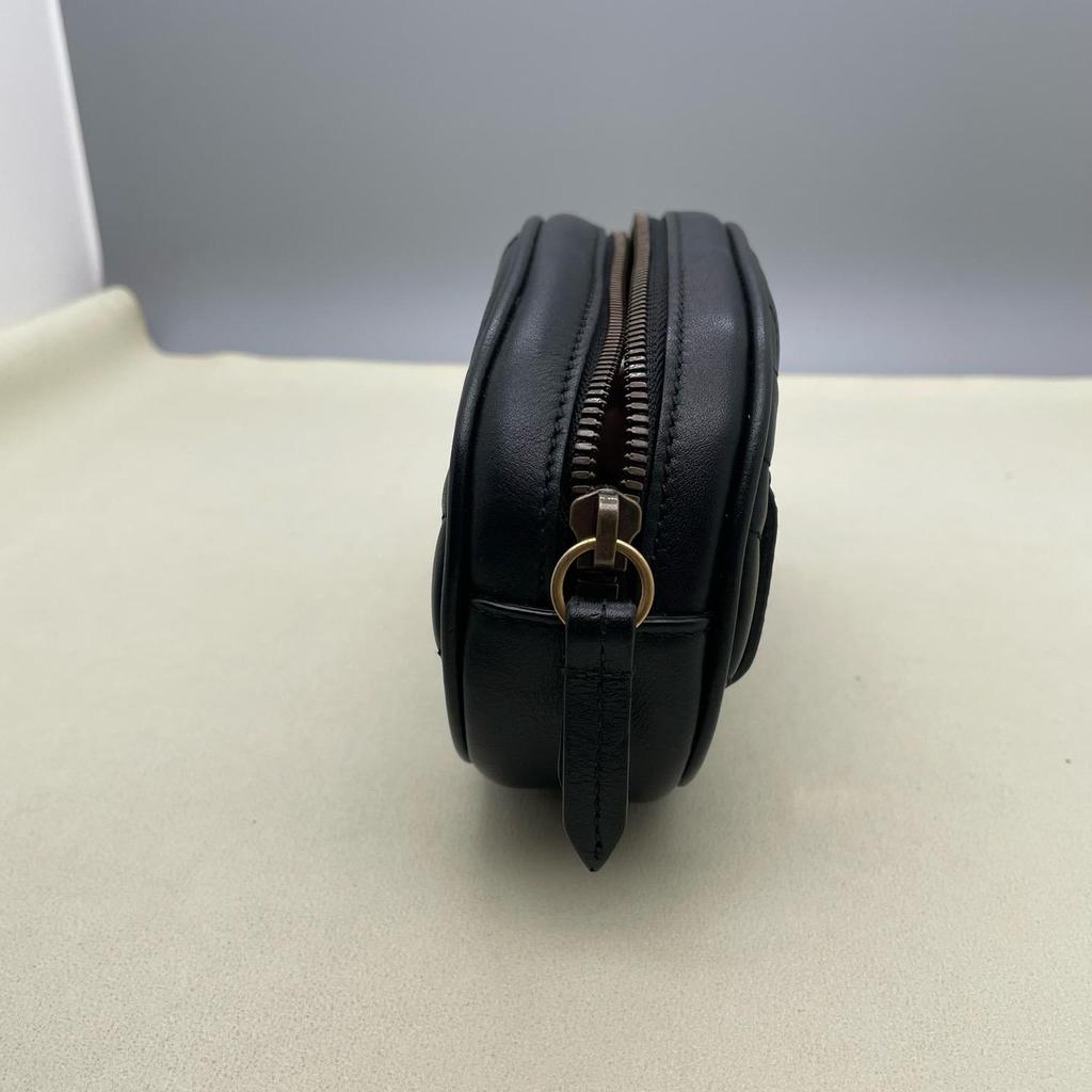 [Pre-Owned] Gucci Quilted Leather GG Marmont Matelassé Belt Bag 38/95 'Black' - Very Good #RBN239