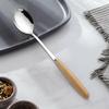 Ложка с деревянной ручкой, сервировочные столовые ложки из нержавеющей стали, нержавеющая обеденная ложка для домашней кухни, ресторана, пикника