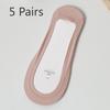 5 Pairs of Women's Summer Thin Do Not Drop with Stripes Invisible Shallow Mouth Silicone Non Slip Boat Socks
