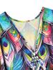 EDOLYNSA Loose Women's Kaftan Robe Long Dress Vibrant color Light jacket Summer wear Homewear Bathing suit cover up Q1634