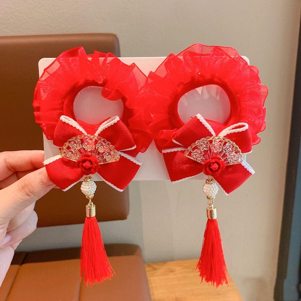 Hairball китайский новогодний головной убор жемчужно-красный бант для волос веревка для детей красная веревка для волос для девочек