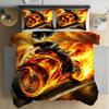 Комплект постельного белья с рисунком мотоцикла с пламенем, пододеяльник с мотоциклом с наволочкой и молнией, мягкий комплект постельного белья для детей, подростков, мальчиков, 2 предмета