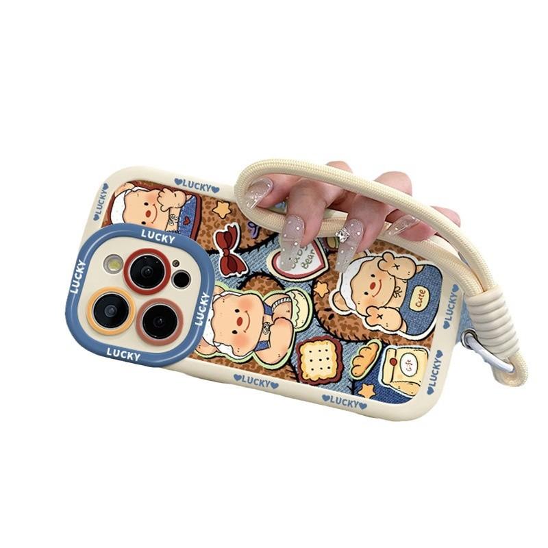 Denim Leopard Print Butter Bear Suitable for Apple 16promax Mobile Phone Case Iphone15 Cute 14 Cartoon