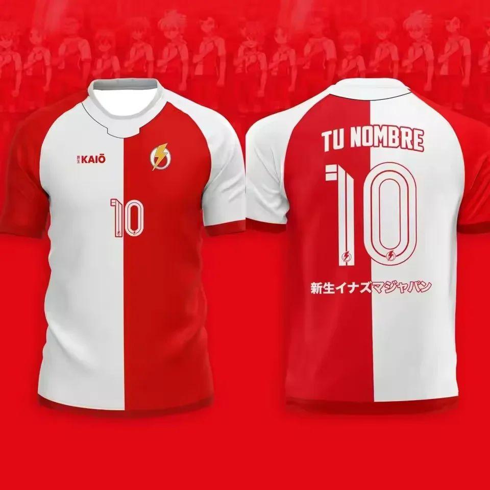Men's Soccer T-shirt, Japanese Anime Inagi Eleven Collaboration Short-Sleeve T-shirt, Summer Comfortable Sports T-shirt for Kids and Men