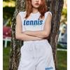Niche Style American Retro Sports Style Tennis Print Pure Cotton Wide Loose Shoulder Short Sleeve T-shirt for Women