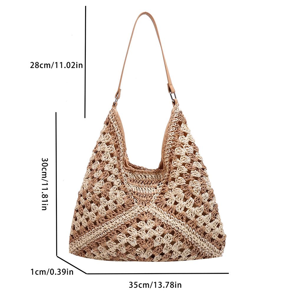Летняя полая соломенная пляжная сумка тканая сумка ручной работы на плечо из рафии, ротанга, дорожная сумка для покупок, богемная плетеная сумка, повседневная сумка-тоут