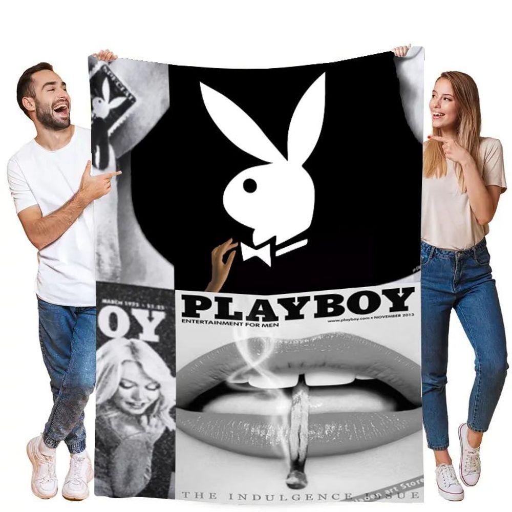 Плед с тематикой логотипа Playboy Bunny - Мягкий и уютный плед с культовой графикой Playboy, идеально подходит для уютных вечеров, Livi