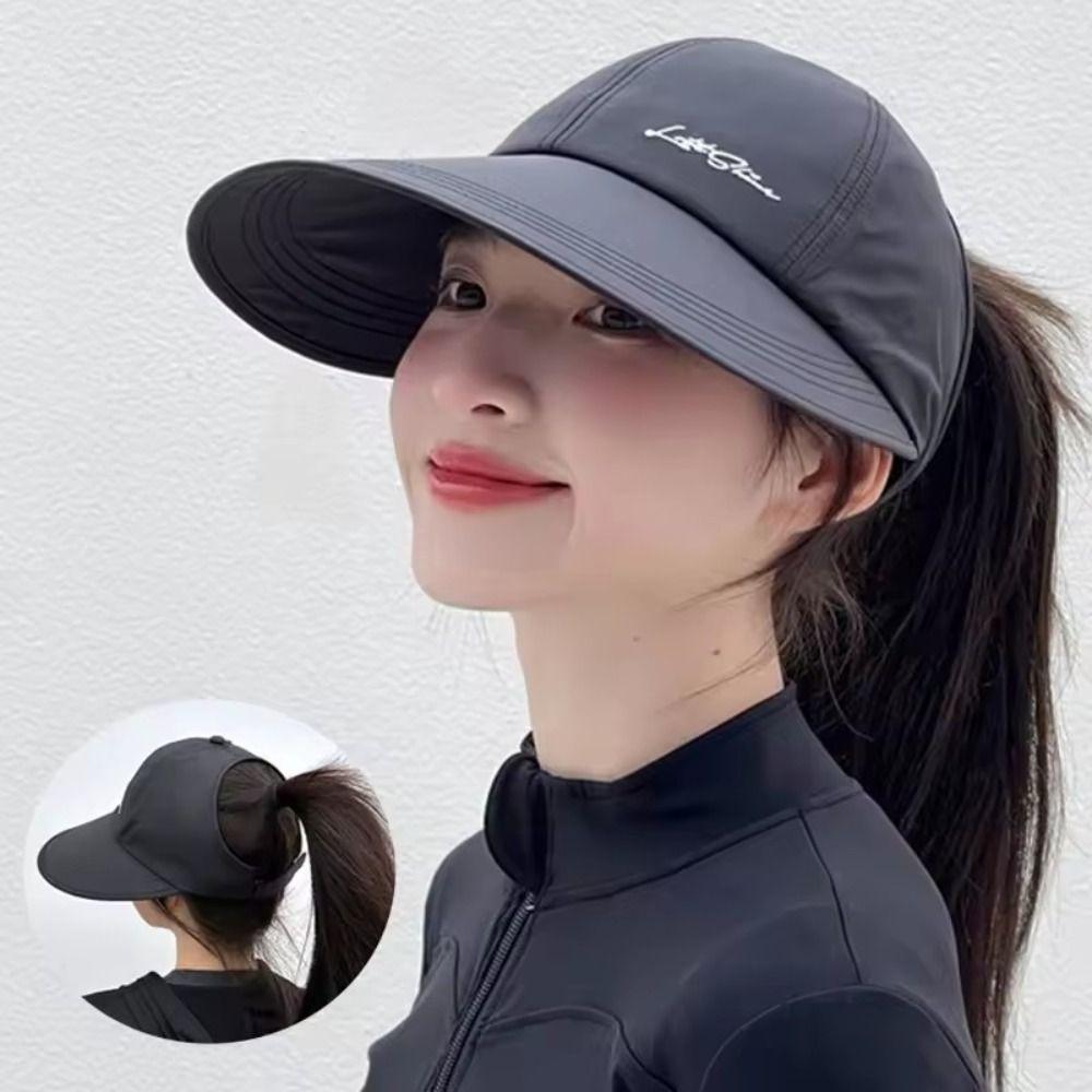 Breathable Sun Hat Foldable Peaked Cap Fashion Ponytail Hat Outdoor Sports