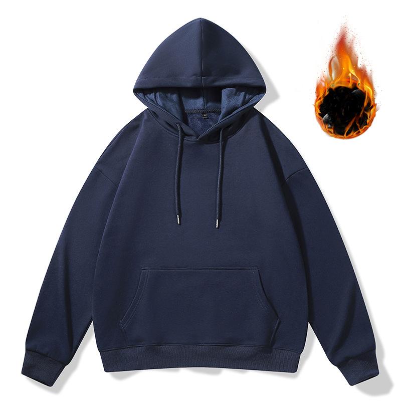 Мужская толстовка с капюшоном, осень-зима, новая, бархатная, модная, повседневная, свободная, трендовая, брендовая, из чистого хлопка, с длинными рукавами, мужские топы
