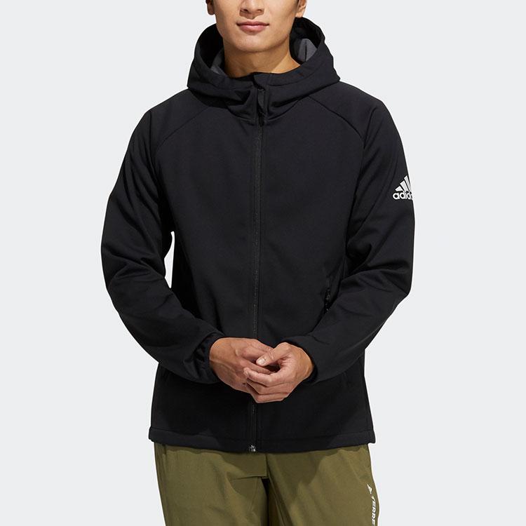 Adidas Куртка Softshell с капюшоном на флисовой подкладке Мужская верхняя одежда Черный H13799
