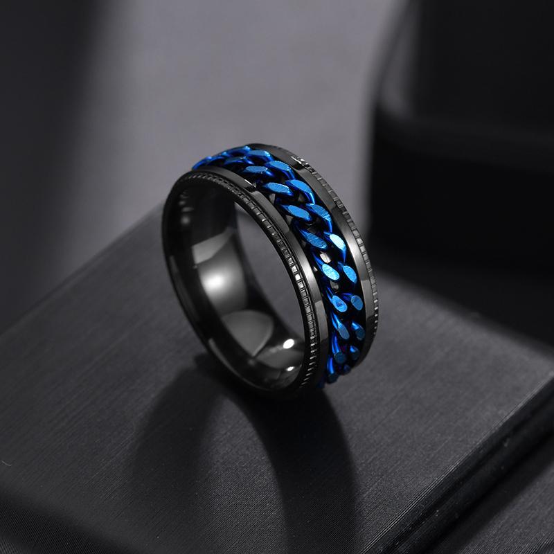 RotateTitanium Цепочка-спиннер из нержавеющей стали для мужчин Панк Прохладный Синий Золотой Черный Рок Кольца Пара Ювелирных Изделий Подарочные Кольца Аксессуары